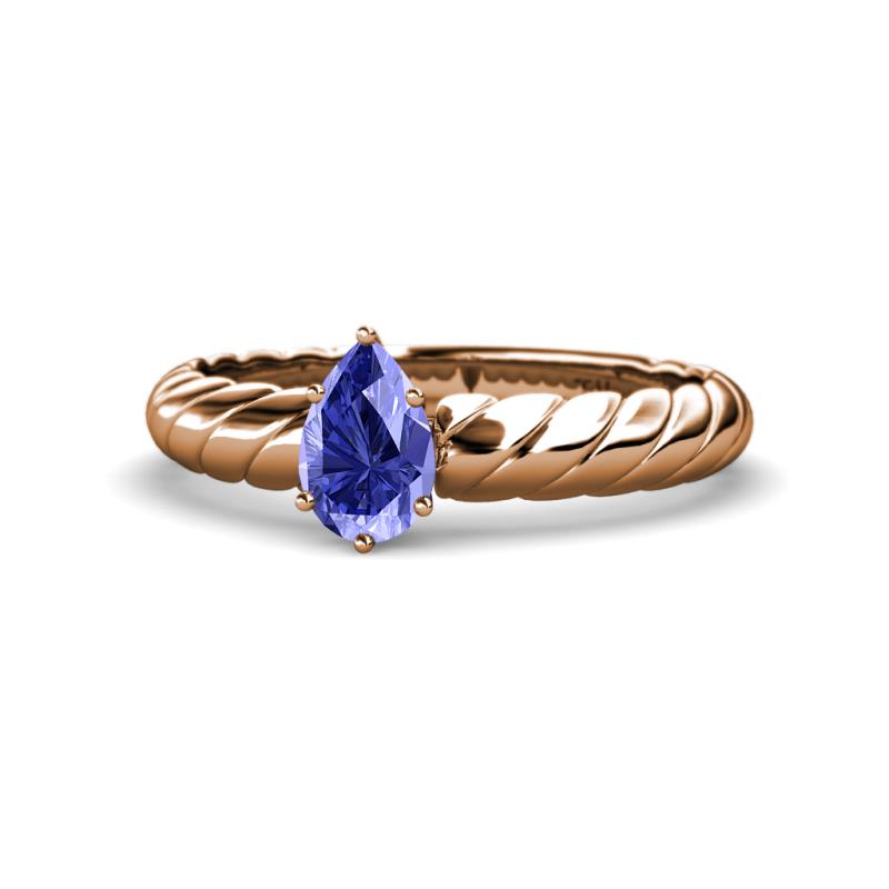 Eudora Classic Pear Cut Tanzanite Solitaire Engagement Ring 