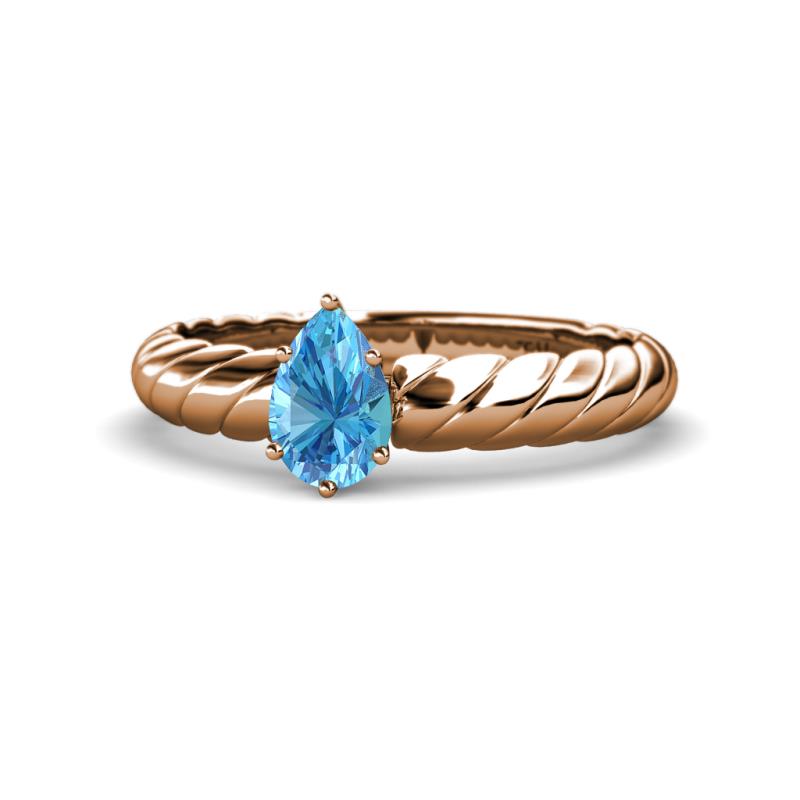 Eudora Classic Pear Cut Blue Topaz Solitaire Engagement Ring 