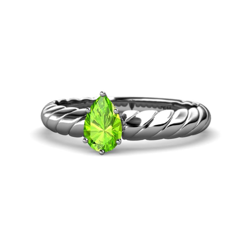 Eudora Classic Pear Cut Peridot Solitaire Engagement Ring 