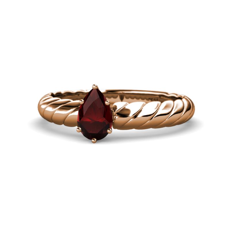 Eudora Classic Pear Cut Red Garnet Solitaire Engagement Ring 