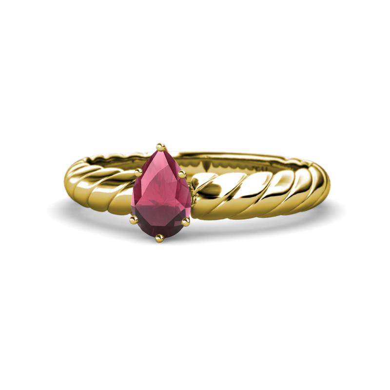 Eudora Classic Pear Cut Rhodolite Garnet Solitaire Engagement Ring 