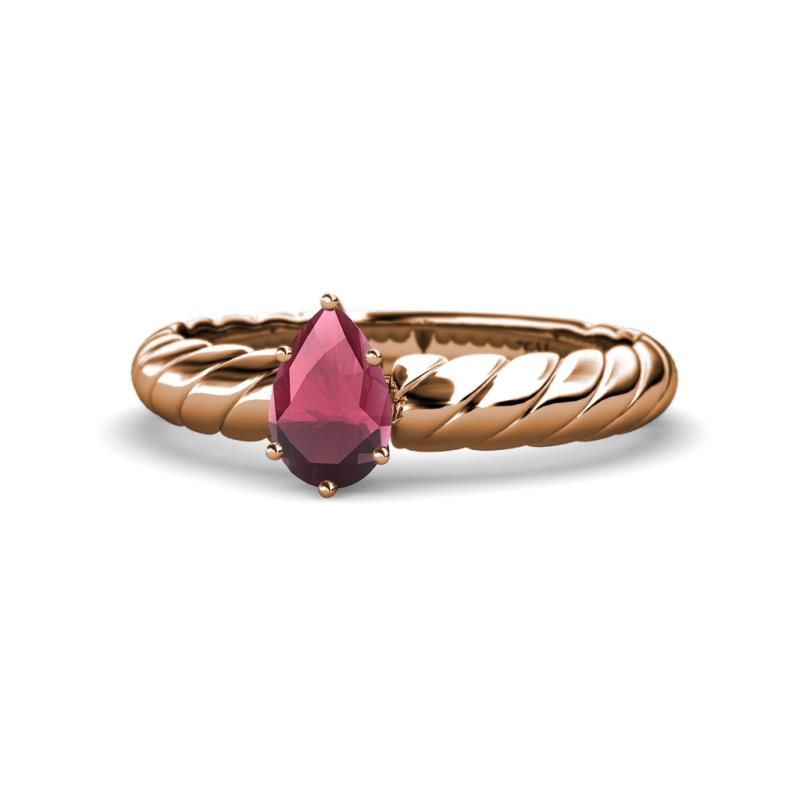 Eudora Classic Pear Cut Rhodolite Garnet Solitaire Engagement Ring 