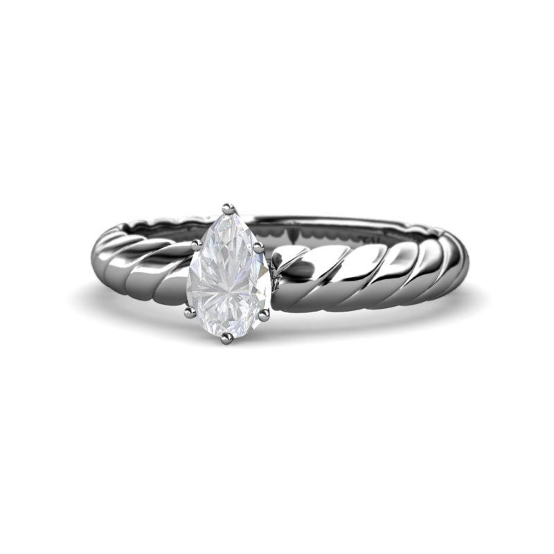 Eudora Classic Pear Cut White Sapphire Solitaire Engagement Ring 
