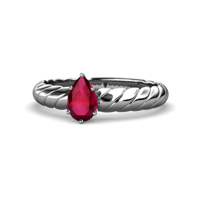 Eudora Classic Pear Cut Ruby Solitaire Engagement Ring 
