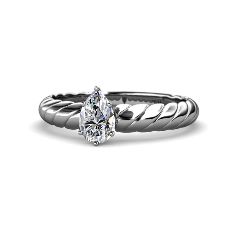 Eudora Classic Pear Cut Diamond Solitaire Engagement Ring 