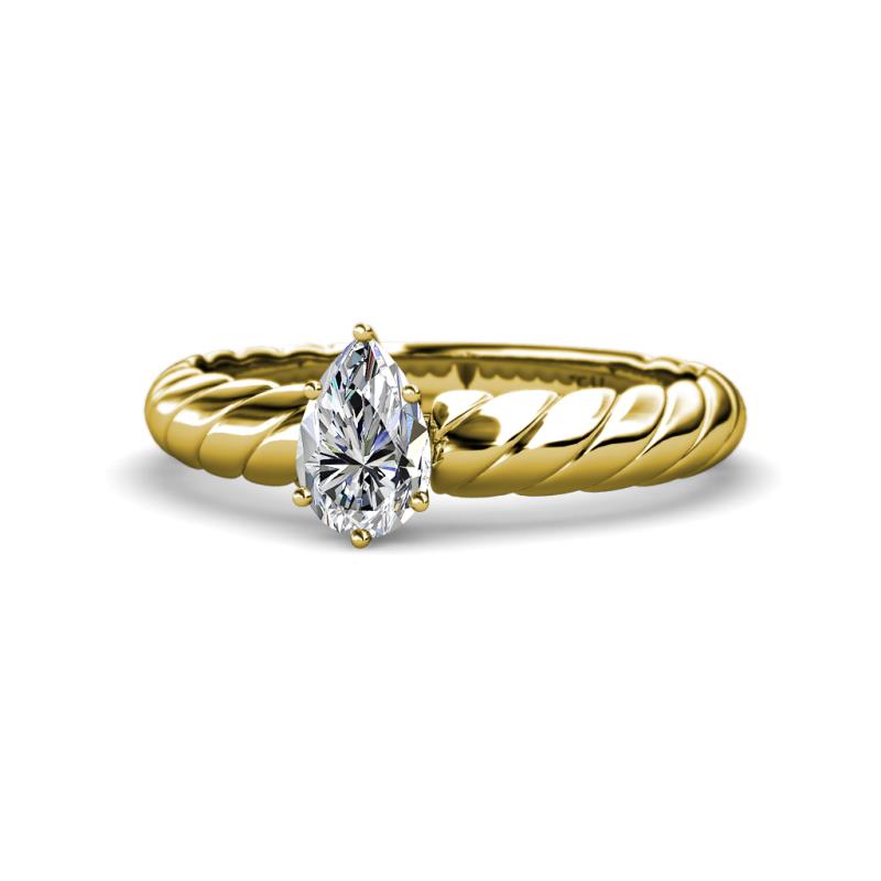 Eudora Classic Pear Cut Diamond Solitaire Engagement Ring 