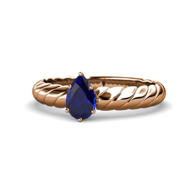 Eudora Classic Pear Cut Blue Sapphire Solitaire Engagement Ring 