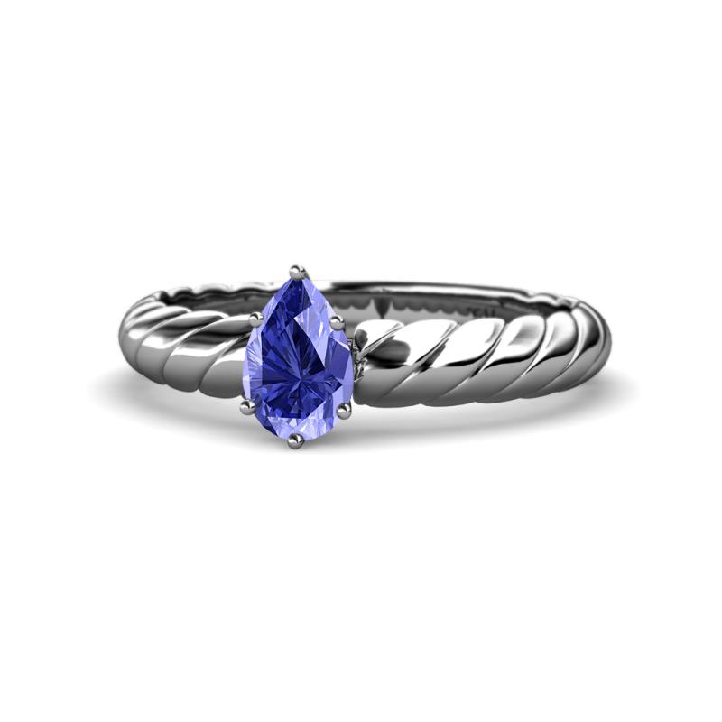 Eudora Classic Pear Cut Tanzanite Solitaire Engagement Ring 