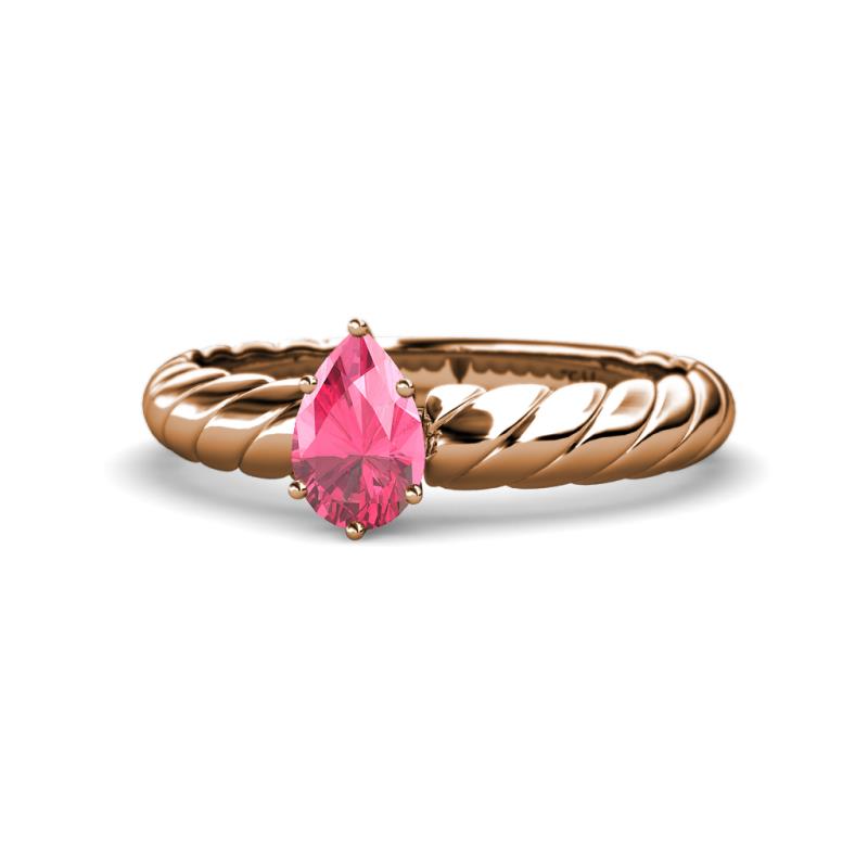 Eudora Classic Pear Cut Pink Tourmaline Solitaire Engagement Ring 