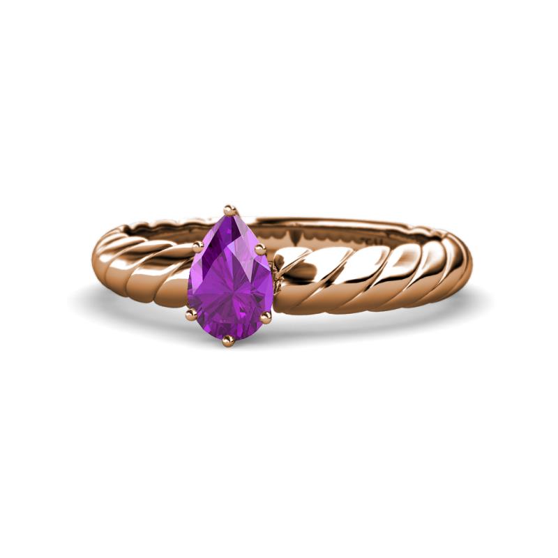 Eudora Classic Pear Cut Amethyst Solitaire Engagement Ring 