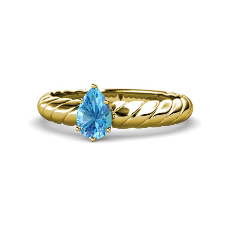 Eudora Classic Pear Cut Blue Topaz Solitaire Engagement Ring 