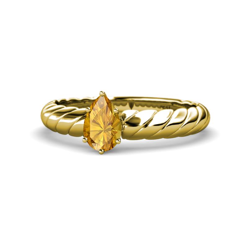 Eudora Classic Pear Cut Citrine Solitaire Engagement Ring 