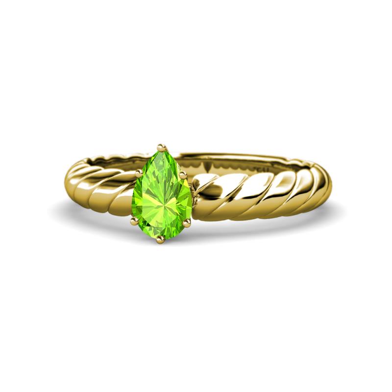 Eudora Classic Pear Cut Peridot Solitaire Engagement Ring 
