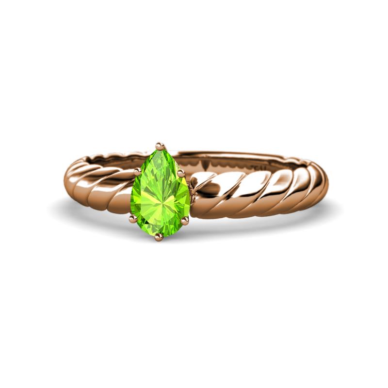 Eudora Classic Pear Cut Peridot Solitaire Engagement Ring 