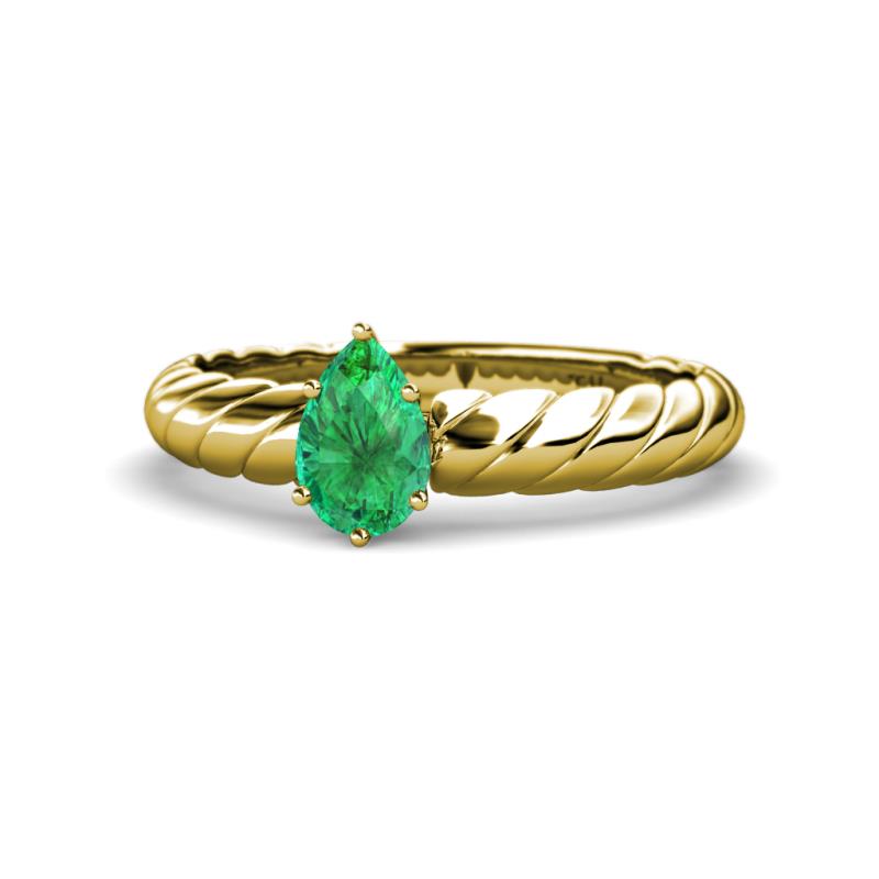 Eudora Classic Pear Cut Emerald Solitaire Engagement Ring 