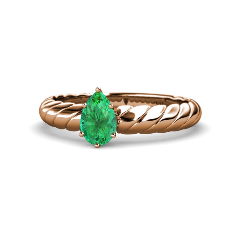 Eudora Classic Pear Cut Emerald Solitaire Engagement Ring 