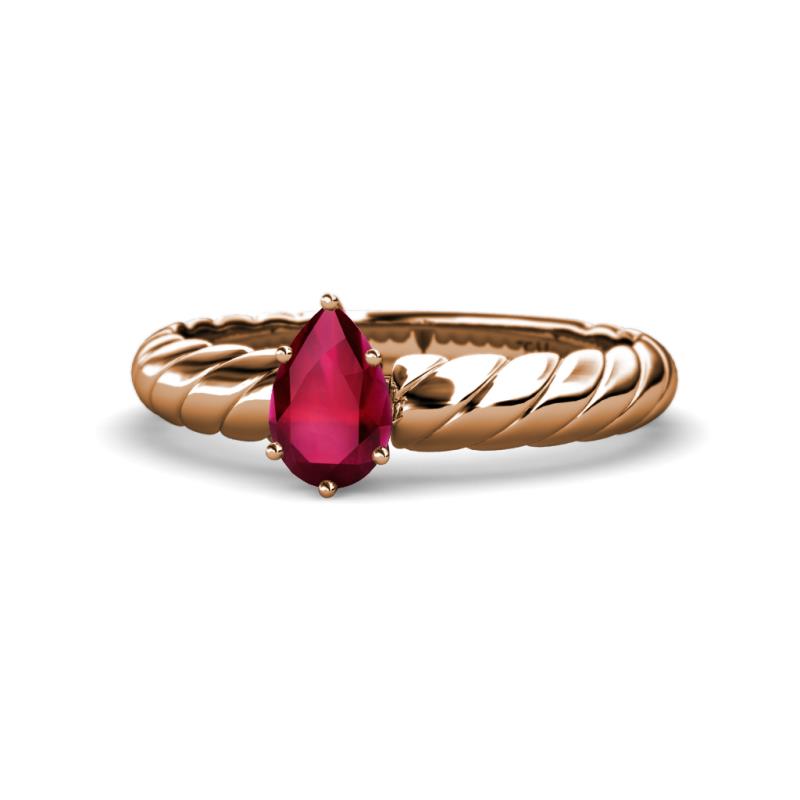 Eudora Classic Pear Cut Ruby Solitaire Engagement Ring 