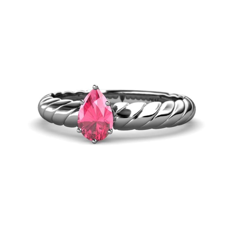 Eudora Classic Pear Cut Pink Tourmaline Solitaire Engagement Ring 
