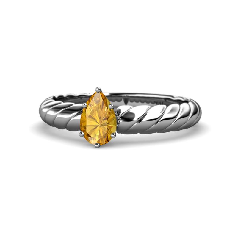 Eudora Classic Pear Cut Citrine Solitaire Engagement Ring 