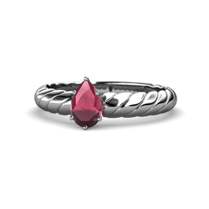 Eudora Classic Pear Cut Rhodolite Garnet Solitaire Engagement Ring 