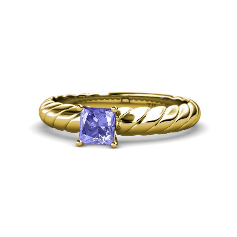 Eudora Classic 5.5 mm Princess Cut Tanzanite Solitaire Engagement Ring 