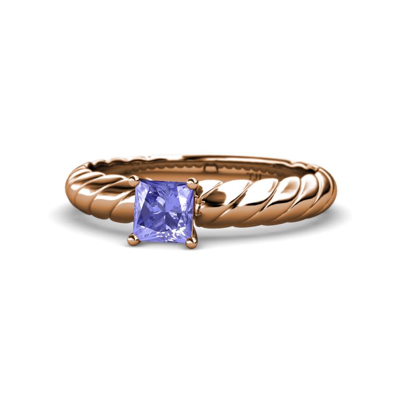 Eudora Classic 5.5 mm Princess Cut Tanzanite Solitaire Engagement Ring 