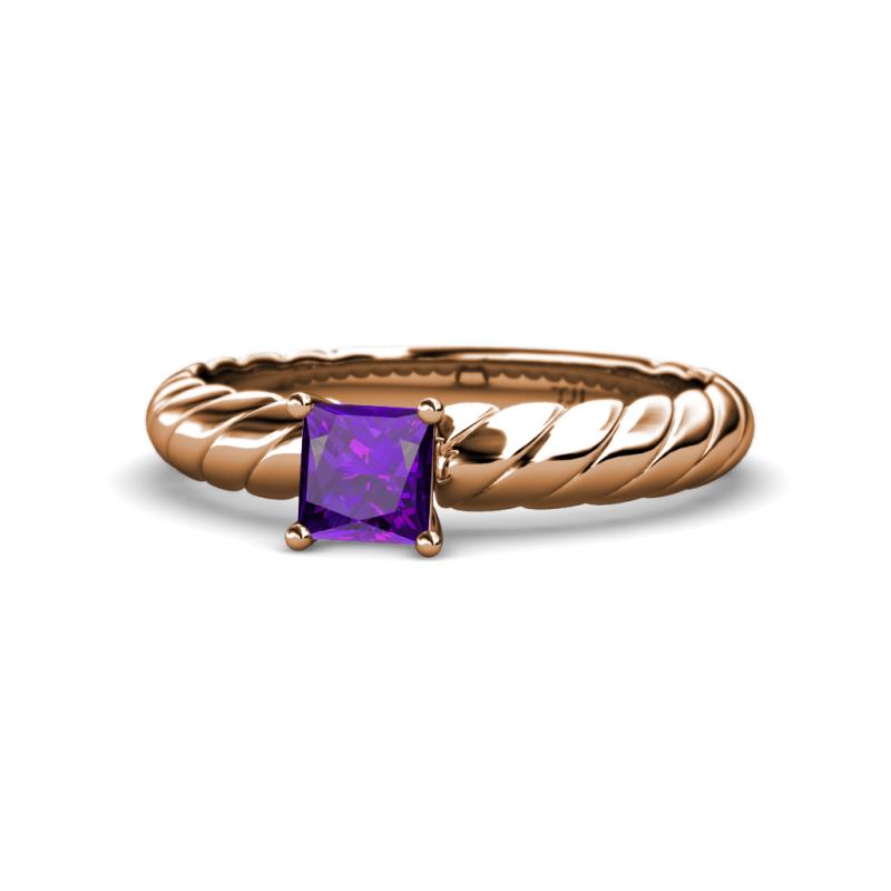 Eudora Classic 5.5 mm Princess Cut Amethyst Solitaire Engagement Ring 