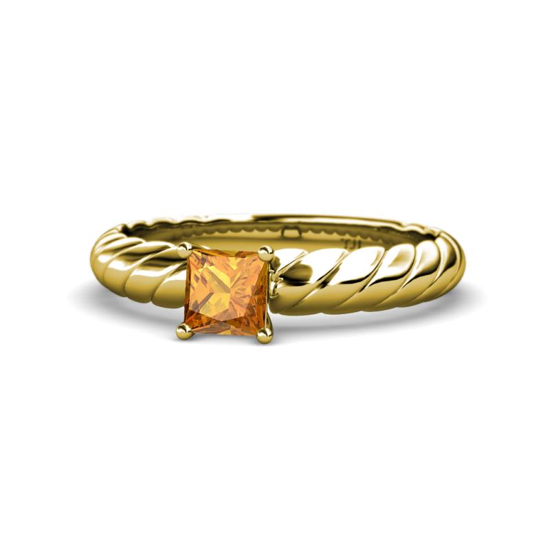 Eudora Classic 5.5 mm Princess Cut Citrine Solitaire Engagement Ring 