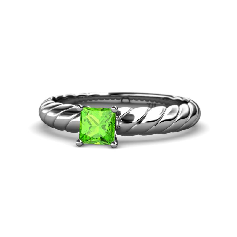 Eudora Classic 5.5 mm Princess Cut Peridot Solitaire Engagement Ring 