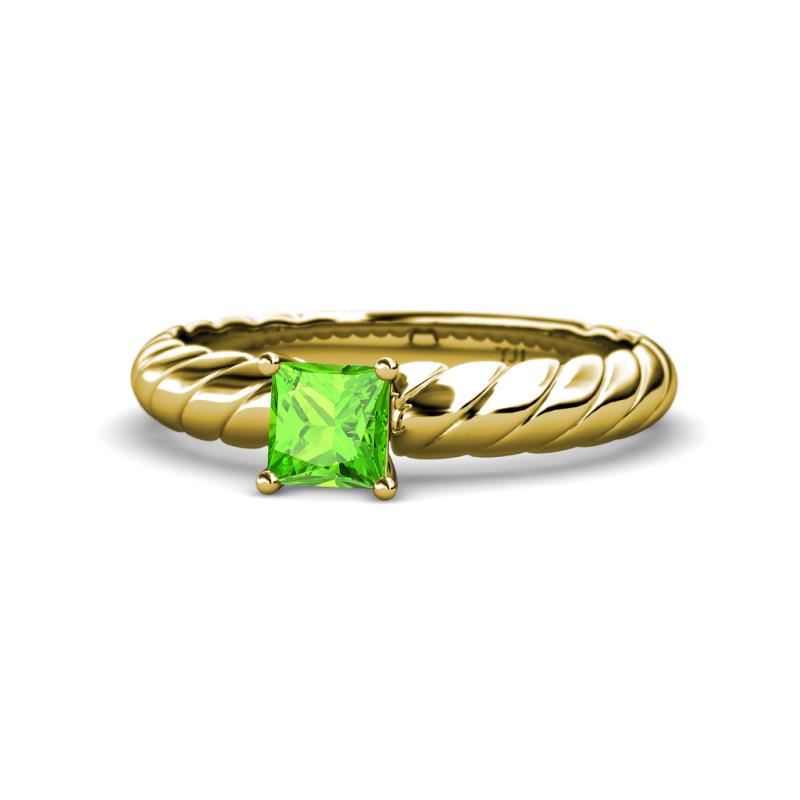 Eudora Classic 5.5 mm Princess Cut Peridot Solitaire Engagement Ring 