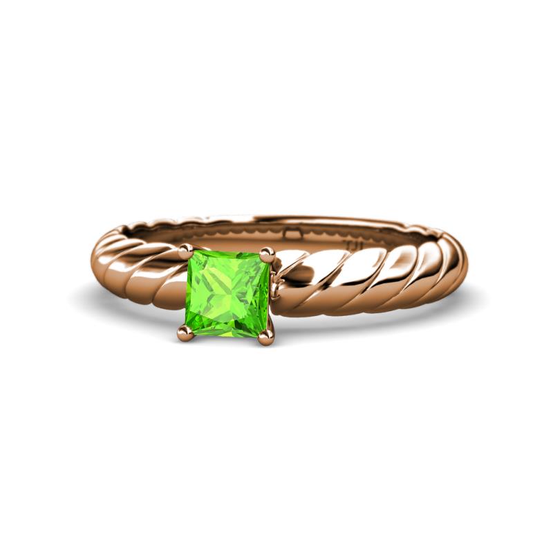 Eudora Classic 5.5 mm Princess Cut Peridot Solitaire Engagement Ring 