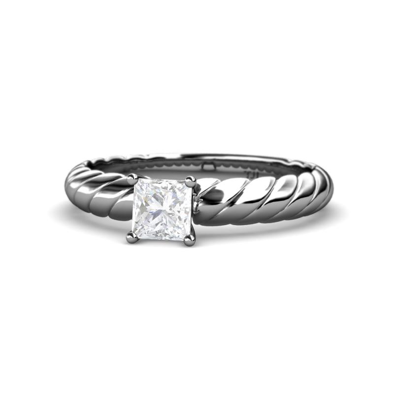 Eudora Classic 5.5 mm Princess Cut Lab Created White Sapphire Solitaire Engagement Ring 