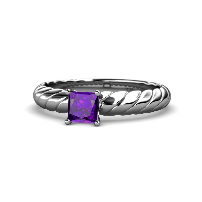 Eudora Classic 5.5 mm Princess Cut Amethyst Solitaire Engagement Ring 