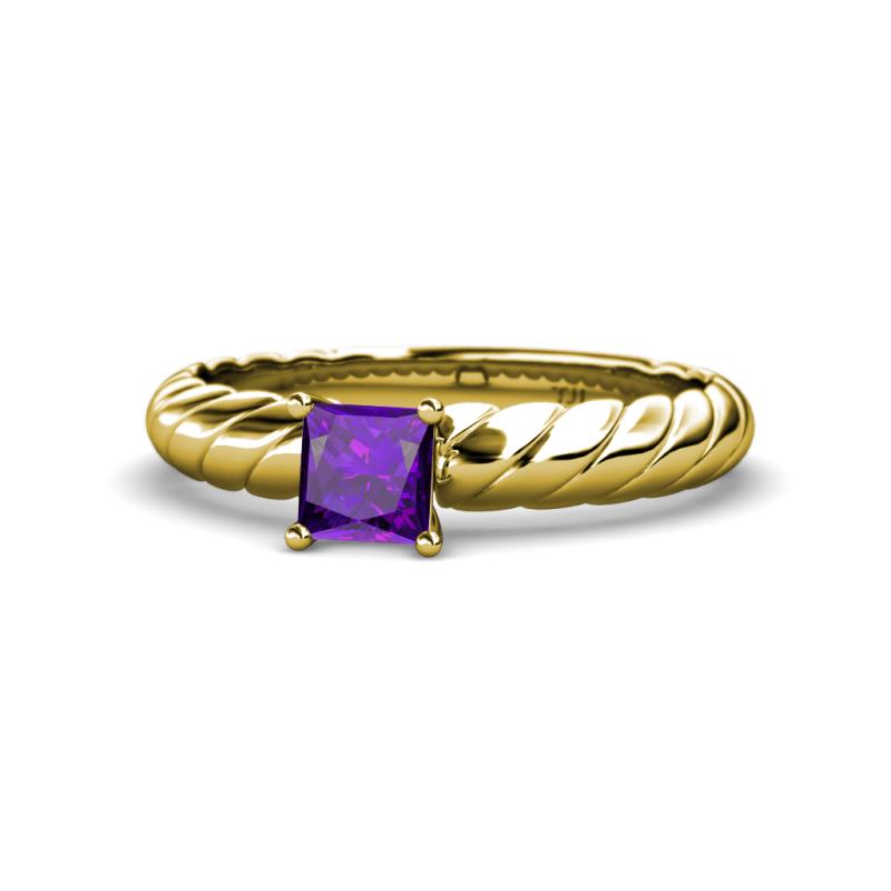 Eudora Classic 5.5 mm Princess Cut Amethyst Solitaire Engagement Ring 