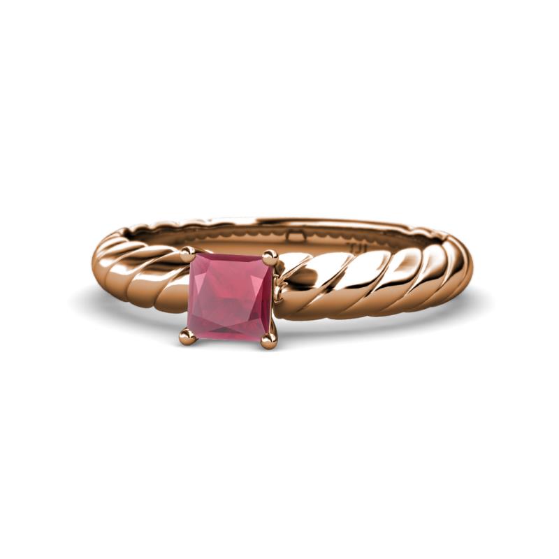 Eudora Classic 5.5 mm Princess Cut Rhodolite Garnet Solitaire Engagement Ring 