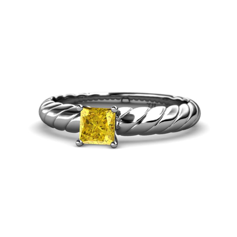Eudora Classic 5.5 mm Princess Cut Lab Created Yellow Sapphire Solitaire Engagement Ring 