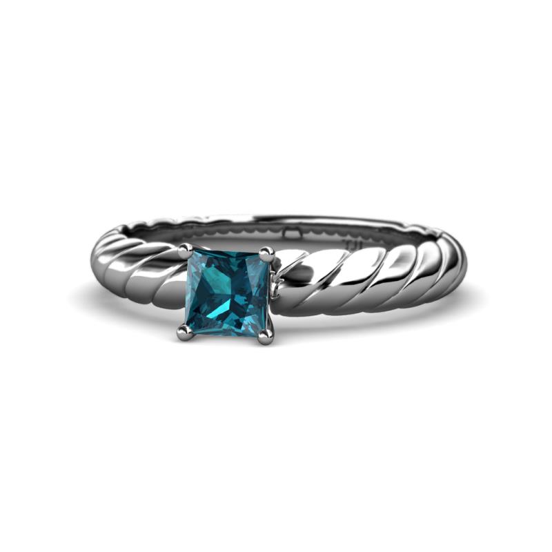 Eudora Classic 5.5 mm Princess Cut London Blue Topaz Solitaire Engagement Ring 