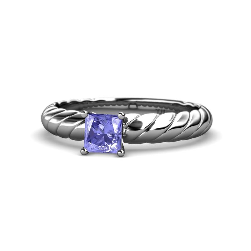 Eudora Classic 5.5 mm Princess Cut Tanzanite Solitaire Engagement Ring 