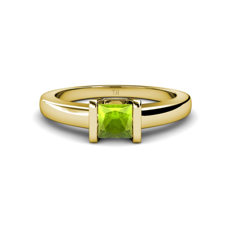 Izna Princess Cut Peridot Solitaire Engagement Ring 