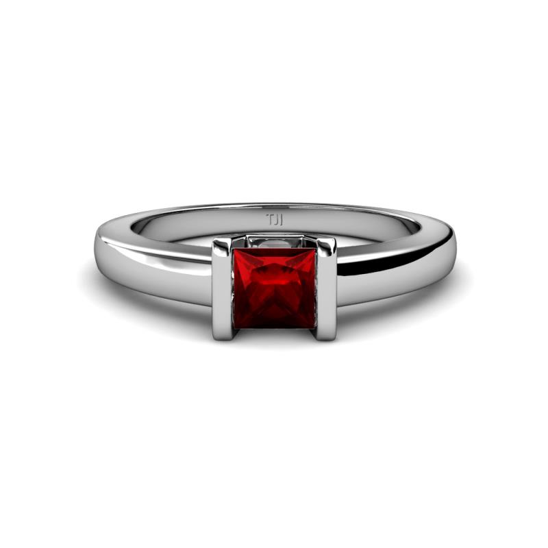 Izna Princess Cut Ruby Solitaire Engagement Ring 