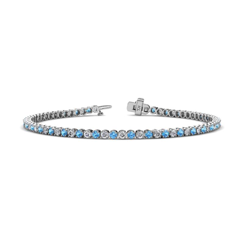 Izarra 2.30 mm Blue Topaz and Diamond Eternity Tennis Bracelet 