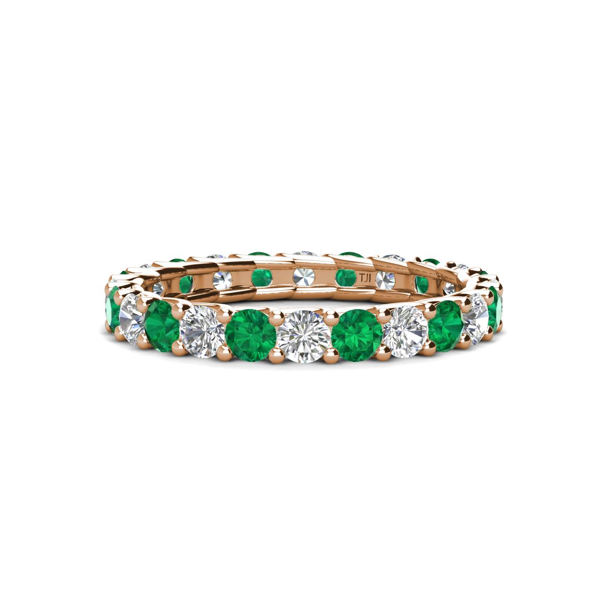 Laida 3.00 mm Emerald and Diamond Eternity Band 