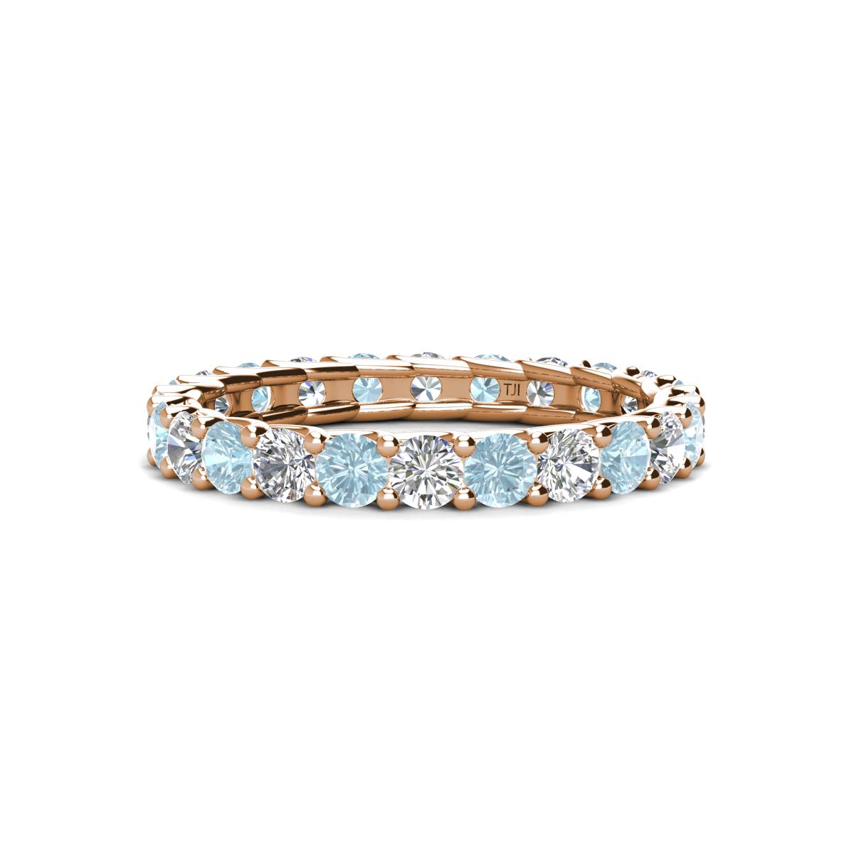 Laida 3.00 mm Aquamarine and Diamond Eternity Band 