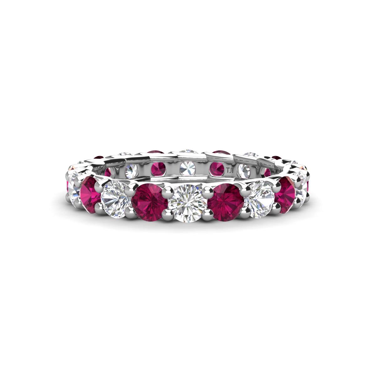 Laida 3.40 mm Rhodolite Garnet and Diamond Eternity Band 