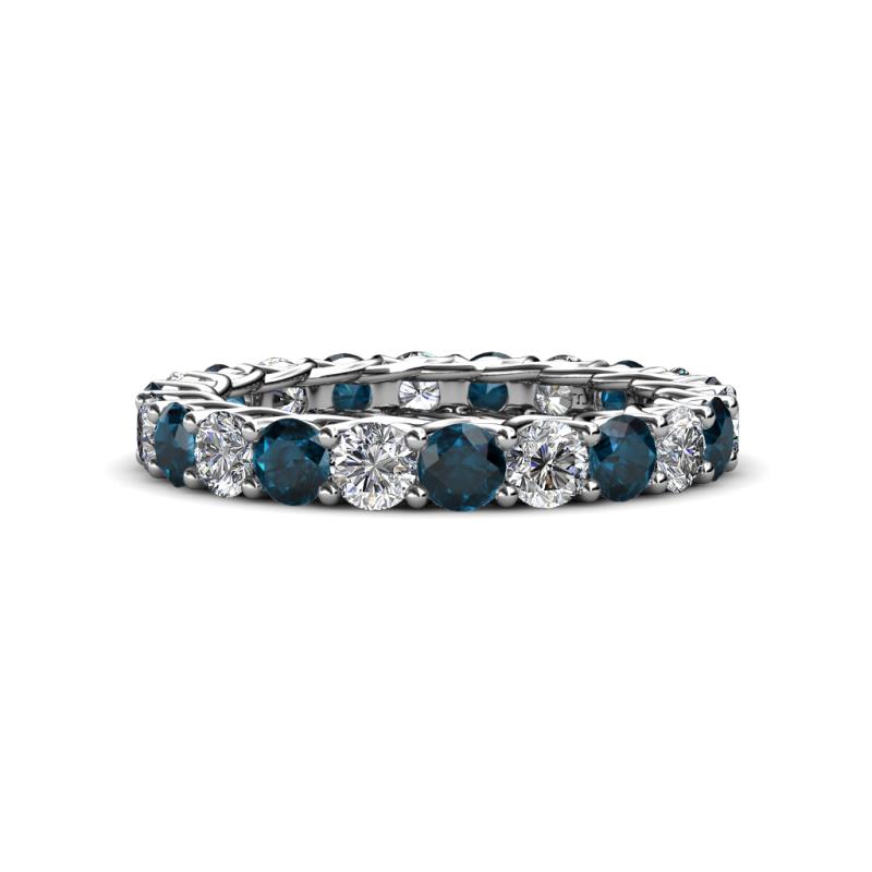 Lucida 3.40 mm Round London Blue Topaz and Diamond Eternity Band 