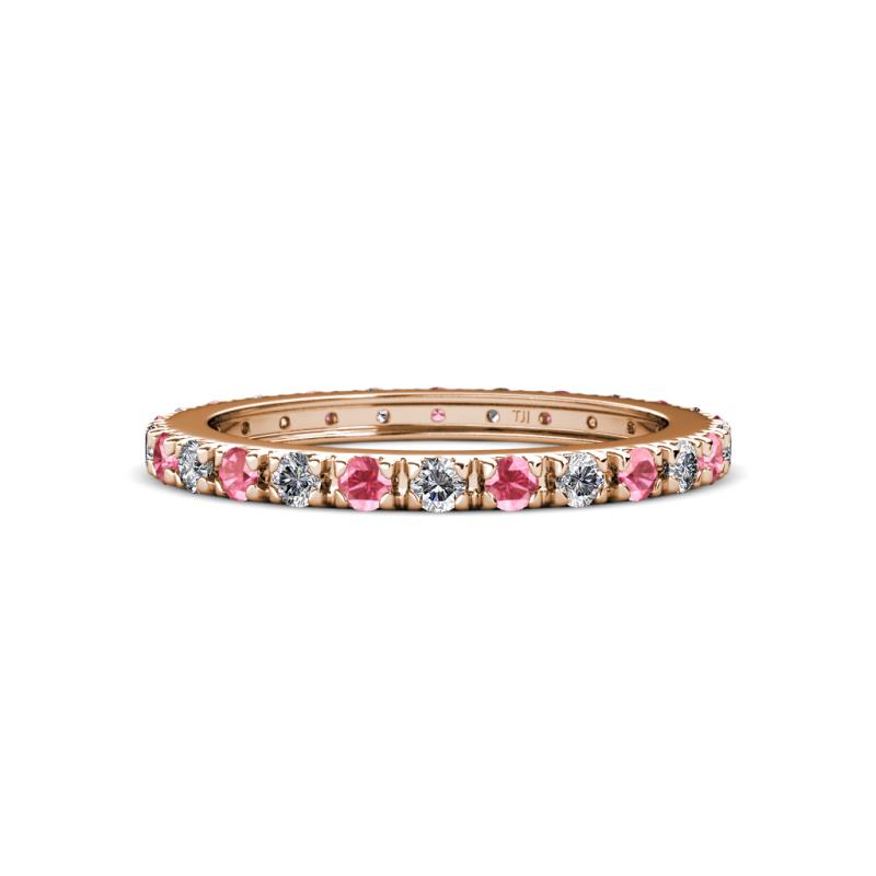 Gracie 2.30 mm Round Pink Tourmaline and Diamond Eternity Band 
