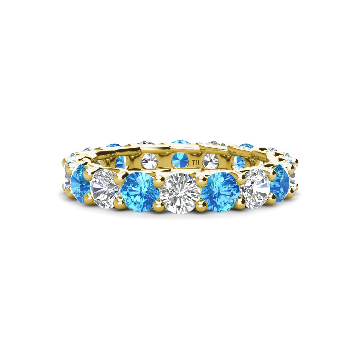 Laida 3.80 mm Blue Topaz and Diamond Eternity Band 