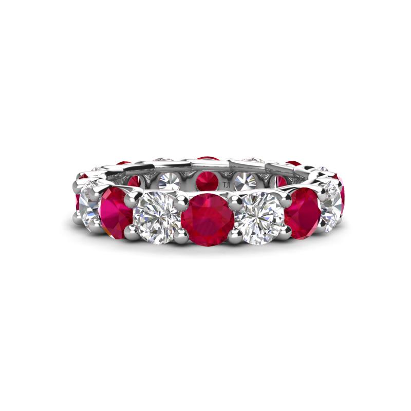 Laida 4.10 ctw (4.00 mm) Ruby and Diamond Eternity Band 