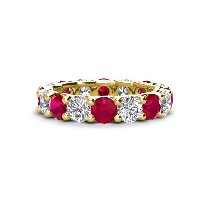 Laida 4.10 ctw (4.00 mm) Ruby and Diamond Eternity Band 
