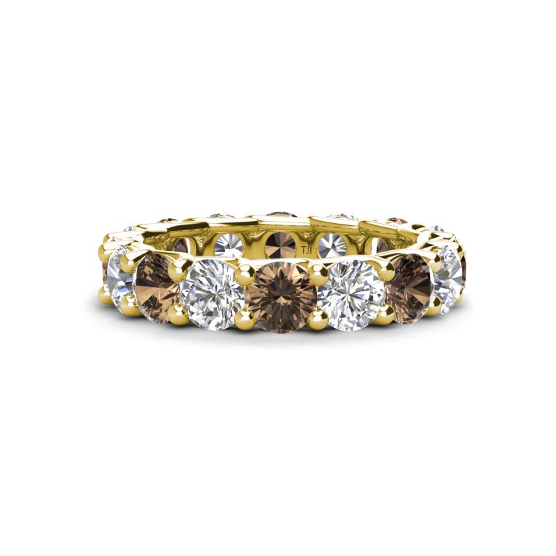 Laida 3.90 ctw (4.00 mm) Smoky Quartz and Diamond Eternity Band 